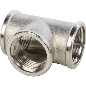 Тройник Ду 25 (1") внутренняя резьба никель STOUT